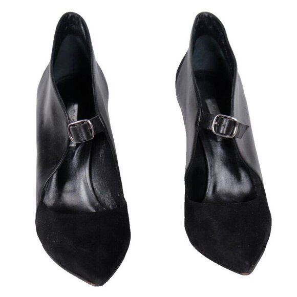 Casadei Women’s 8.5 Black Suede Leather Buckle Strap Pumps Shoes Stiletto Heels - Picture 2 of 8